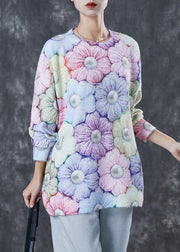 Modern Multicolour Floral Thick Knit Sweater Tops Winter