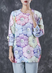 Modern Multicolour Floral Thick Knit Sweater Tops Winter