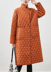 Modern Orange Oversized Pockets Fine Cotton Filled Parkas Winter