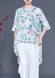 Modern Oversized Low High Design Side Open Chiffon Silk Tops Summer