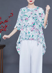 Modern Oversized Low High Design Side Open Chiffon Silk Tops Summer