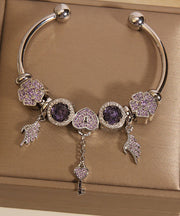 Modern Purple Alloy Crystal Zircon Love Tassel Cuff