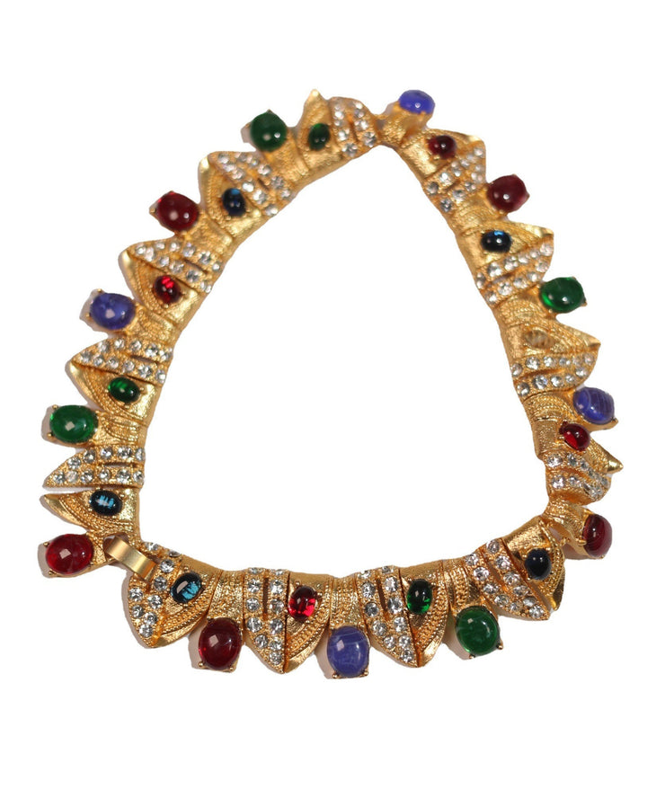 Modern Rainbow Ancient Gold Zircon Gem Stone Choker