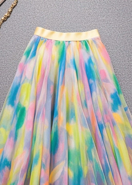 Modern Rainbow Tie Dye Tulle Skirt Summer