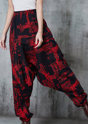 Modern Red Oversized Print Cotton Harem Pants Spring