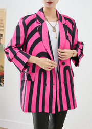 Modern Rose Lapel Zebra Pattern Striped Spandex Coat Fall