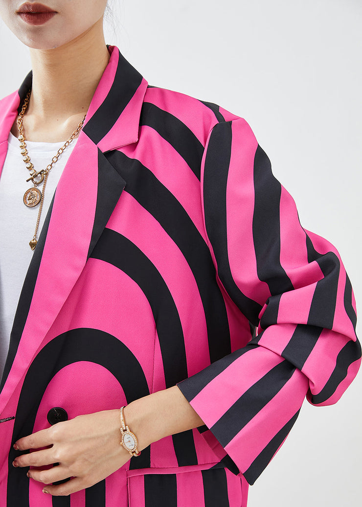 Modern Rose Lapel Zebra Pattern Striped Spandex Coat Fall