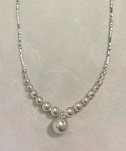 Modern Silk Sterling Silver Pearl Pendant Necklace