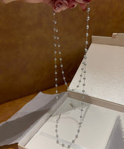 Modern White Babysbreath Crystal Pearl Gratuated Bead Necklace