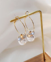 Modern White Sterling Silver Alloy Zircon Pearl Drop Earrings