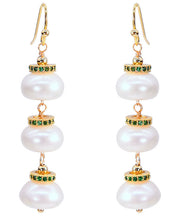 Modern White Sterling Silver Overgild Pearl Lantern Drop Earrings