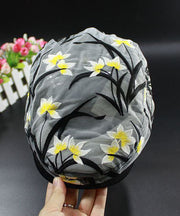 Modern Yellow Embroideried Tulle Hollow Out Baseball Cap Hat