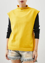 Modern Yellow Turtle Neck Knit Vest Top Spring