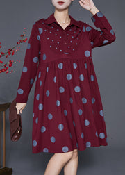 Mulberry Dot Print Cotton Maxi Dress Peter Pan Collar Spring