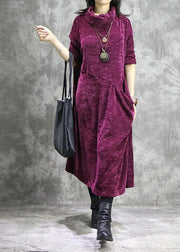 Mulberry Patchwork Solid Corduroy Long Dress Spring