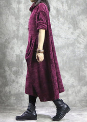 Mulberry Patchwork Solid Corduroy Long Dress Spring