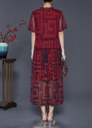 Mulberry Print Tulle Long Dresses Ruffled Summer