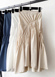 Natural Apricot Wrinkled Chiffon Maxi Skirts Fall