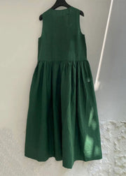 Natural Green Patchwork Solid Maxi Dress Summer