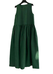 Natural Green Patchwork Solid Maxi Dress Summer