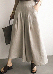 Natural Linen High Waist Wide Leg Pants Summer