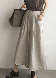 Natural Linen High Waist Wide Leg Pants Summer