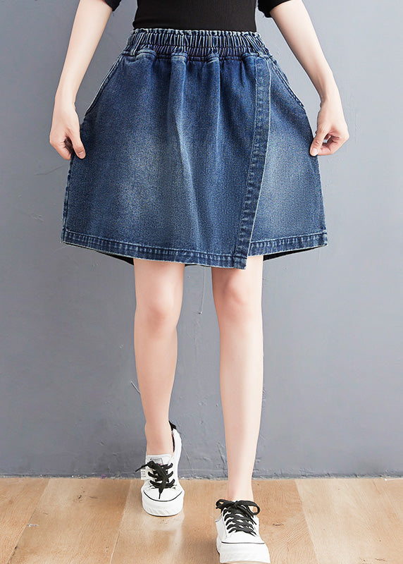 Navy High Waist Wide Leg Jeans Skirt