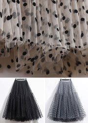 New Apricot Wrinkled Dot High Waist Tulle Skirt