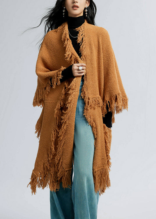 New Autumn And Winter Thick Fashionable Tassel Pocket Cloak