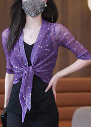 New Black Bright Silk Print Tulle Cardigan Summer