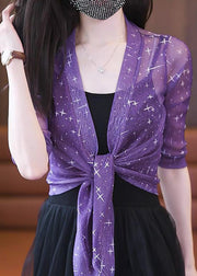 New Black Bright Silk Print Tulle Cardigan Summer