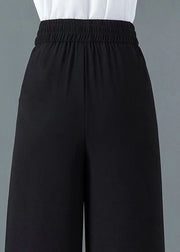 New Black Tulle Patchwork High Waist Straight Pants Spring