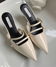 New Black Wedge Heel Pointed Toe Slide Sandals