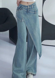 New Blue Asymmetrical High Waist Denim Pants Summer