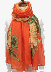 New Bohemian Orange Print Cotton Scarf