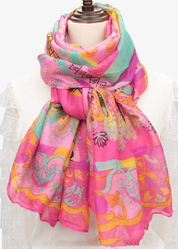 New Bohemian Orange Print Cotton Scarf