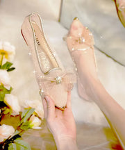 New Breathable Tulle Hollow Sequin Bow Flat Shoes Pointed Toe