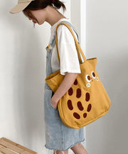 New Cartoon Embroidered Drawstring Canvas Large Capacity Shoulder Bag