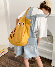 New Cartoon Embroidered Drawstring Canvas Large Capacity Shoulder Bag