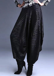 New Casual Black Pockets High Waist Cotton Lantern Pants Spring