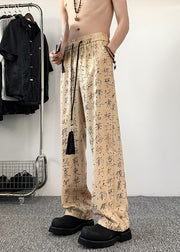 New Chinese Style Printed Ice Silk Men's Wide Leg Pants Summer