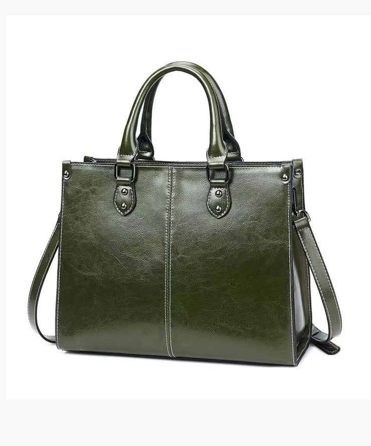 New Coffee Versatile European And American Cowhide Handbag