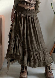 New Dark Gray Wrinkled Drawstring Lace Patchwork Skirts Fall