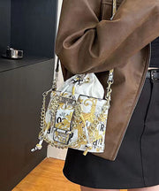 New Fashionable Black Printed Chain Crossbody Bag