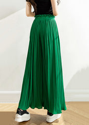 New Green Ruffled Solid Chiffon Crop Pants Summer