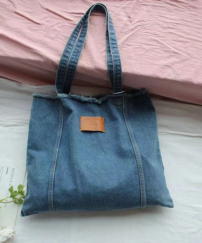 New High-Capacity Torn Edge Denim Shoulder Bag