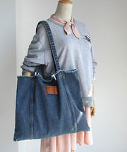 New High-Capacity Torn Edge Denim Shoulder Bag