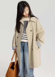 New Khaki Double Breast Pockets Cotton Girls Trench Spring