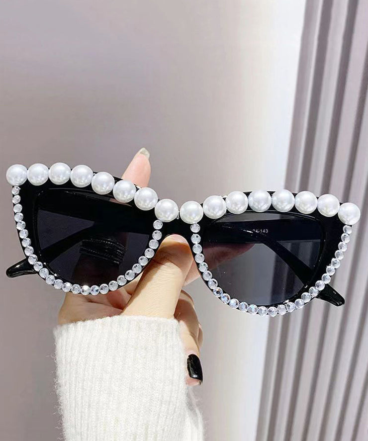 New Personalized Diamond Studded Pearl Cat Eye Sunglasses