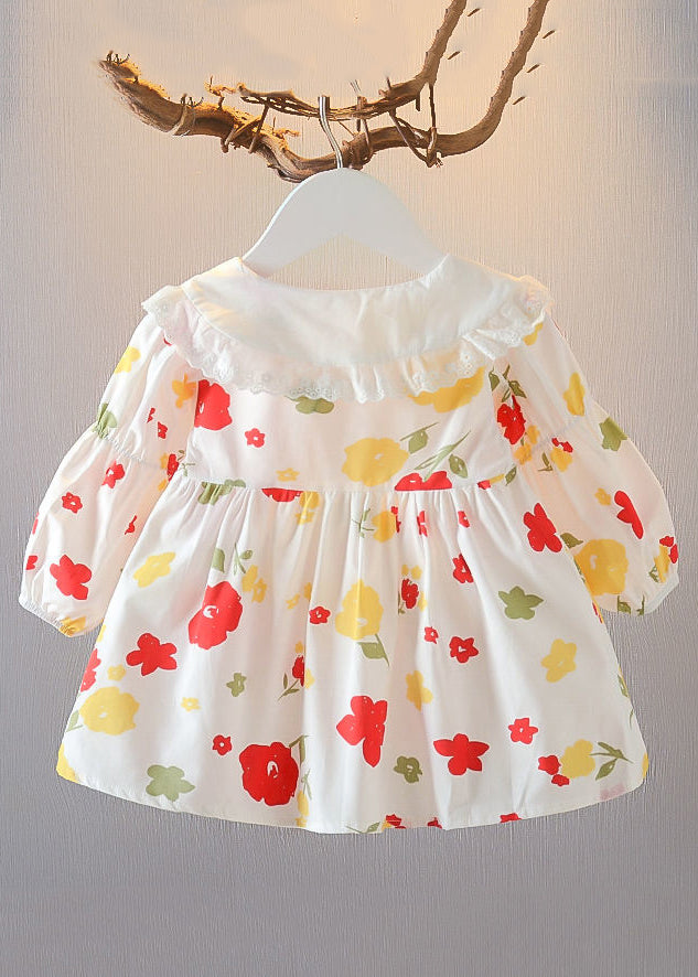 New Red Peter Pan Collar Button Print Cotton Baby Shirts Spring